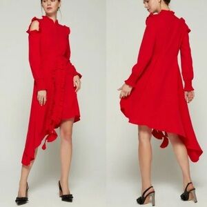 Stylekeepers sweet scape ruffle asymmetric dress size XS in red long sleeve